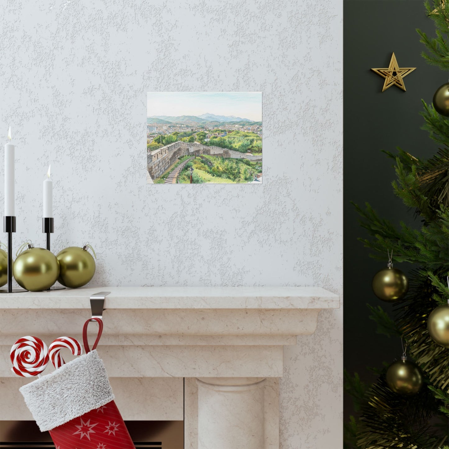 Scenic City Wall Matte Poster — Hand-Drawn Landscape Print