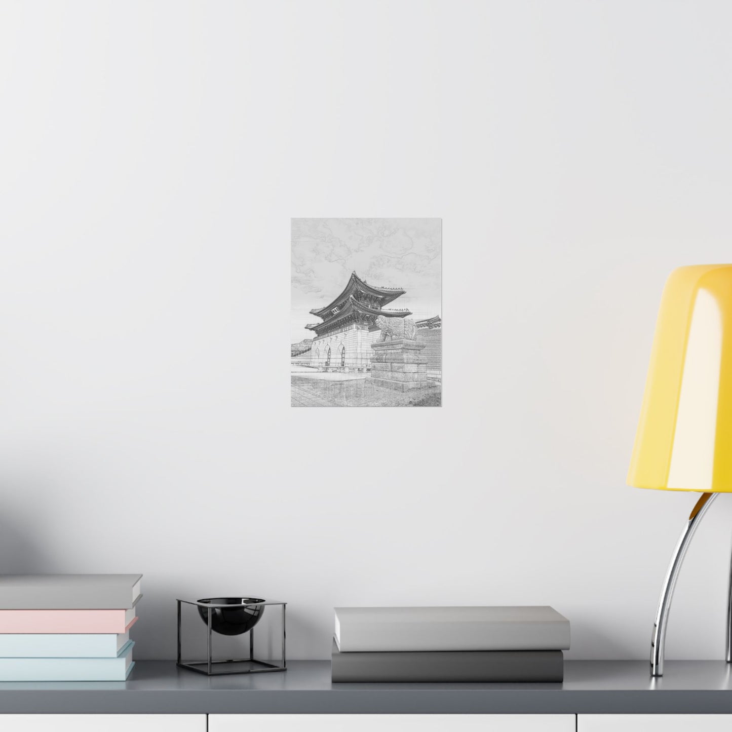 Matte Vertical Poster — Gyeongbokgung Palace Sketch Art Print