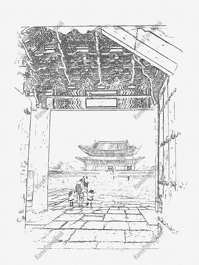 Royalpalace Korea travel sketch digital download,Gyeongbokgung,Seoul,sketch part 4