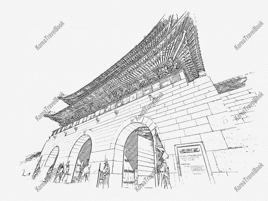 Royalpalace Korea travel sketch digital download,Gyeongbokgung,Seoul,sketch part 1