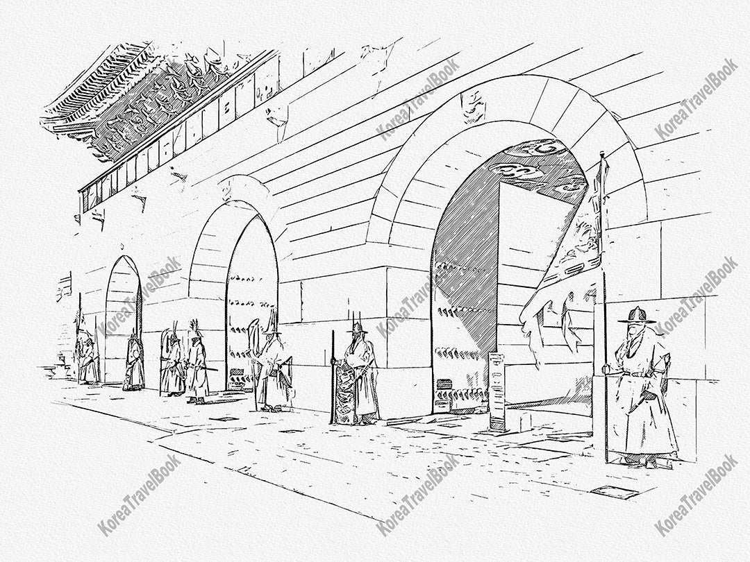 Royalpalace Korea travel sketch digital download,Gyeongbokgung,Seoul,sketch part 3