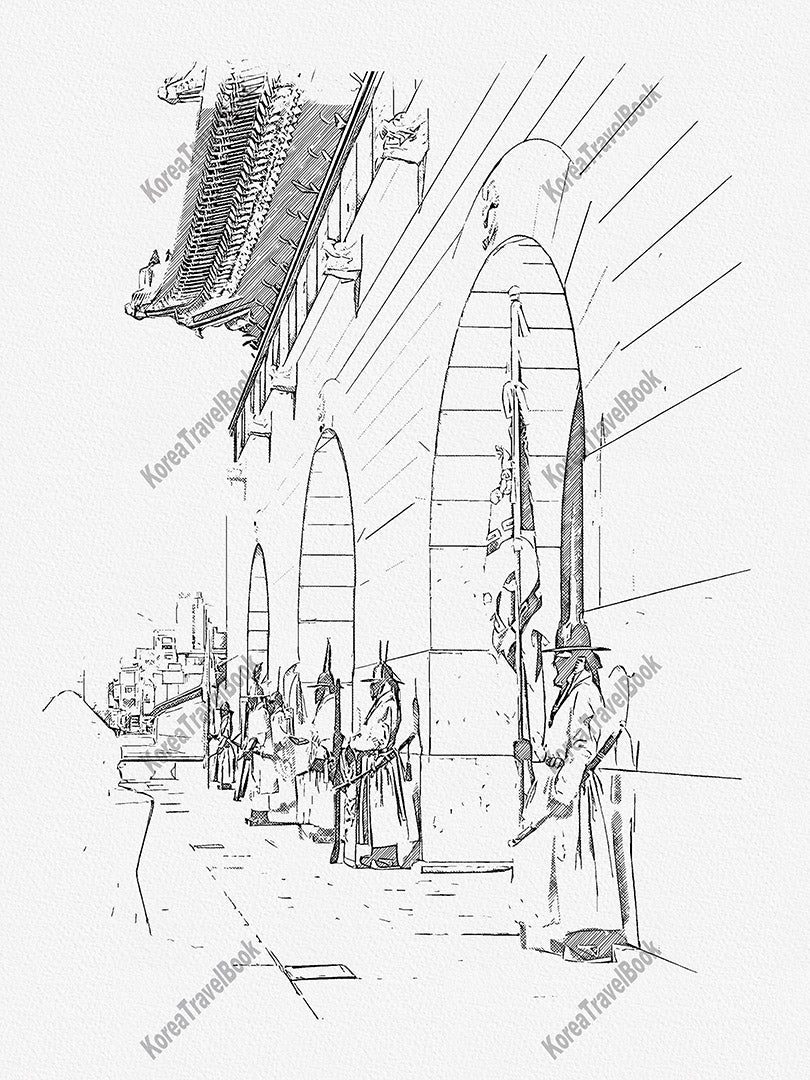 Royalpalace Korea travel sketch digital download,Gyeongbokgung,Seoul,sketch part 5