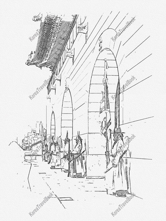 Royalpalace Korea travel sketch digital download,Gyeongbokgung,Seoul,sketch part 5