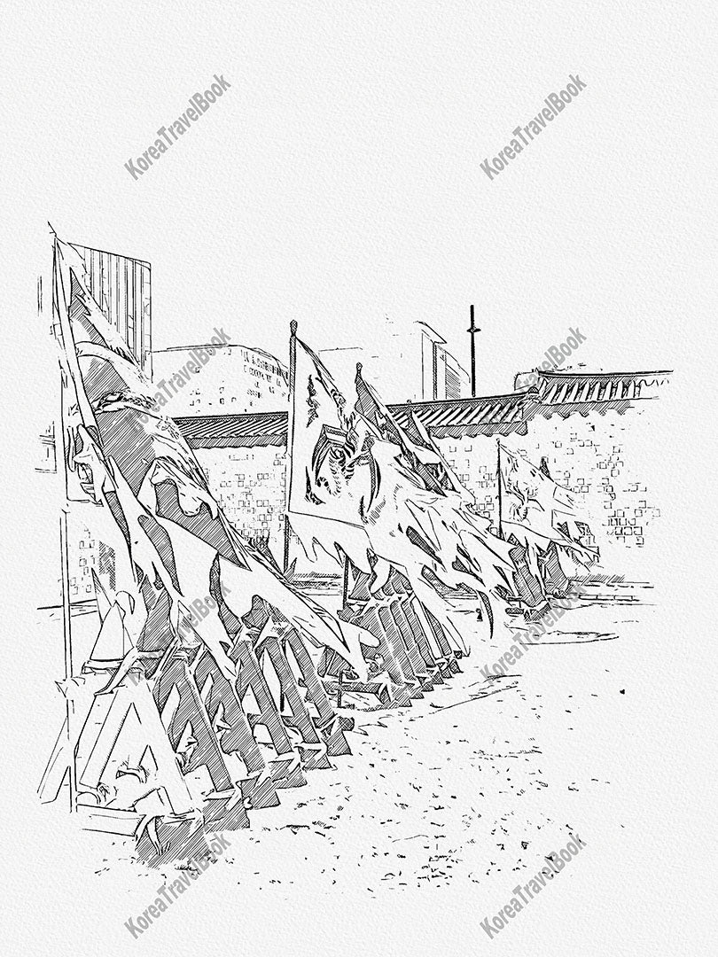 Royalpalace Korea travel sketch digital download,Gyeongbokgung,Seoul,sketch part 1