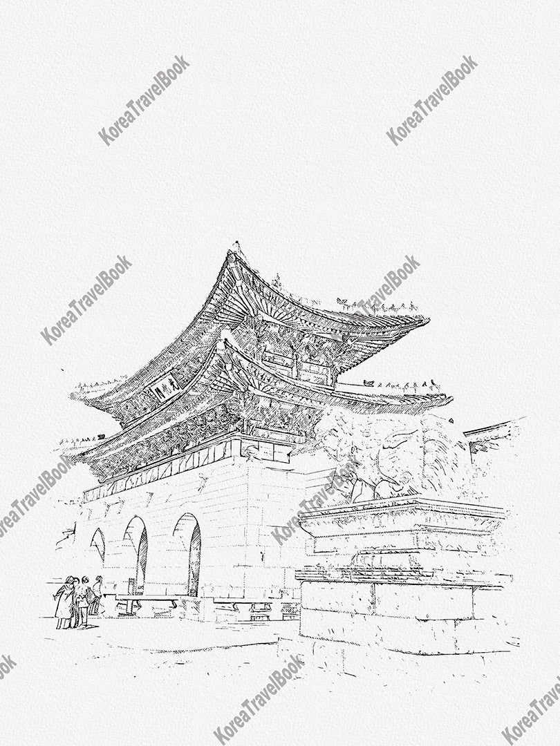 Royalpalace Korea travel sketch digital download,Gyeongbokgung,Seoul,sketch part 3