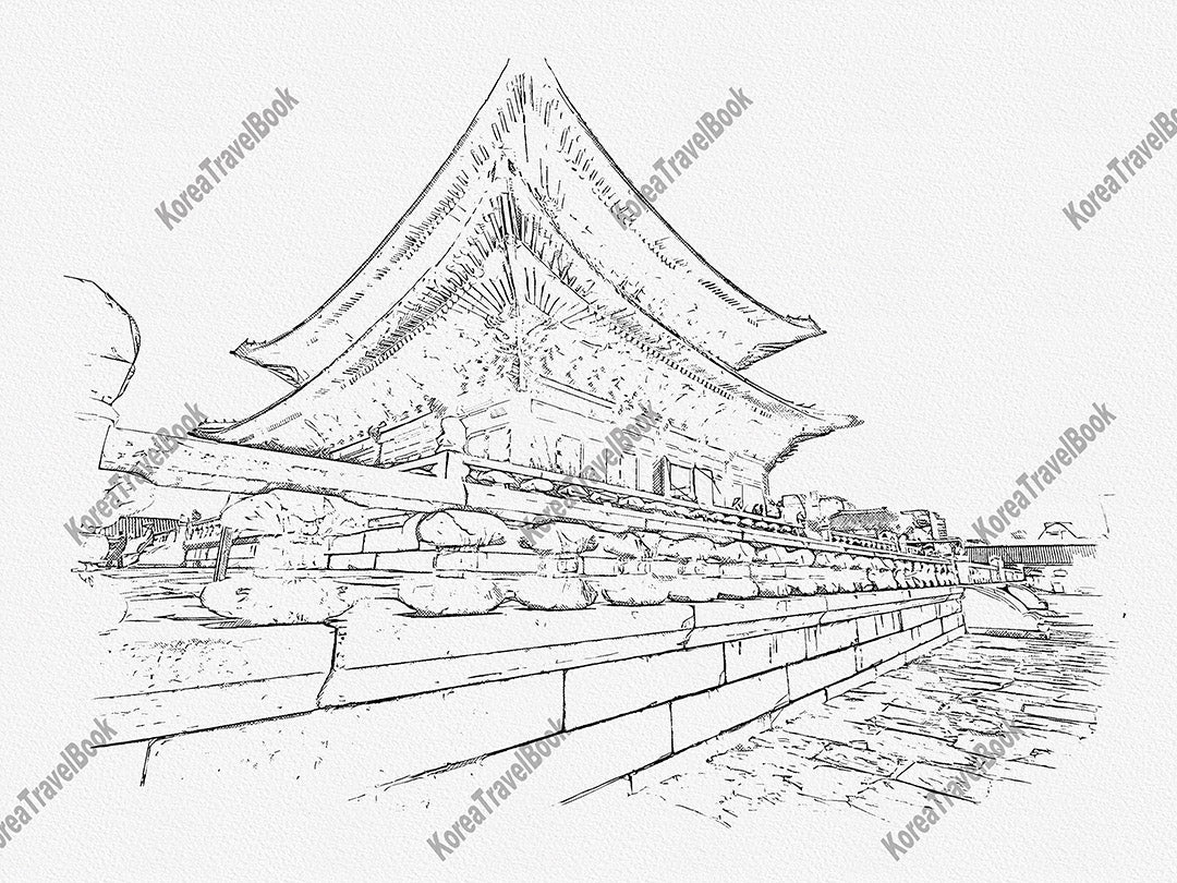 Royalpalace Korea travel sketch digital download,Gyeongbokgung,Seoul,sketch part 2