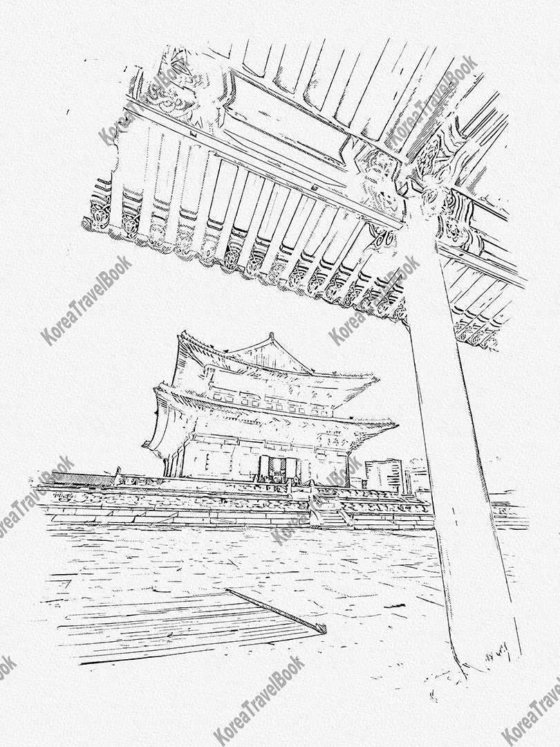 Royalpalace Korea travel sketch digital download,Gyeongbokgung,Seoul,sketch part 4