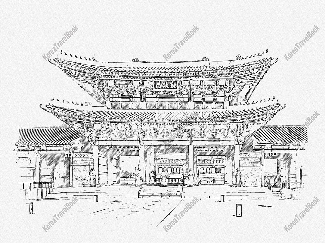 Royalpalace Korea travel sketch digital download,Gyeongbokgung,Seoul,sketch part 1