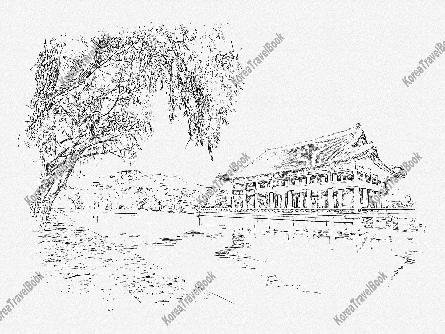 Royalpalace Korea travel sketch digital download,Gyeongbokgung,Seoul,sketch part 5