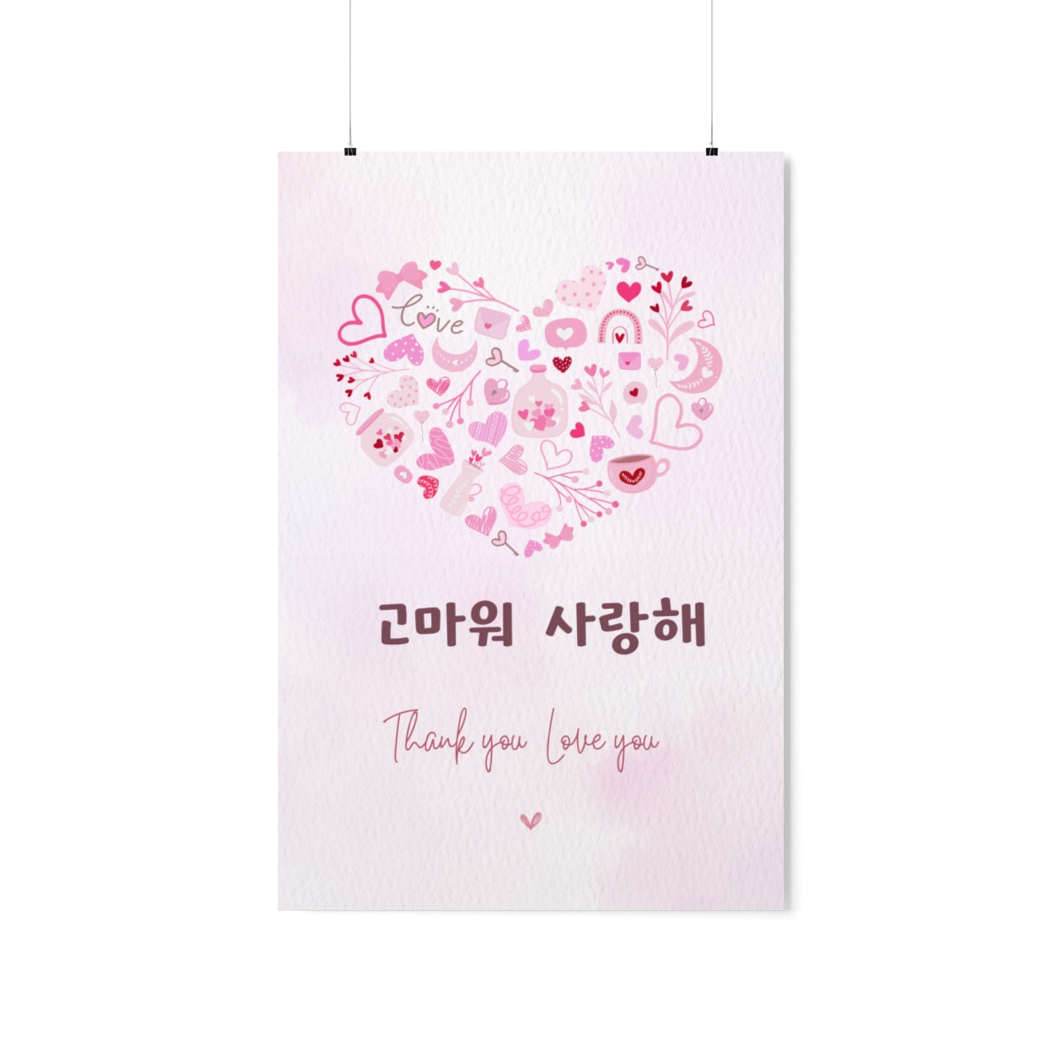 Love you Thank you Kpop Korean Quotes  Premium Matte vertical posters