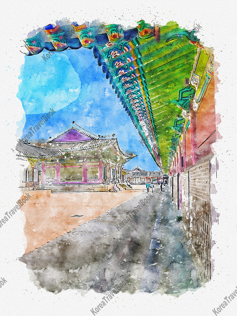 Royalpalace Korea travel sketch digital download,Gyeongbokgung,Seoul,color sketch part 5