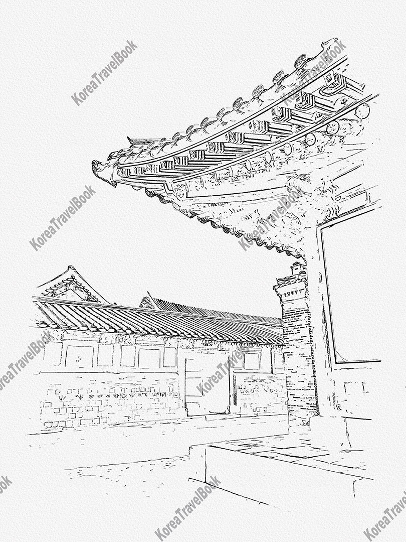 Royalpalace Korea travel sketch digital download,Gyeongbokgung,Seoul,sketch part 2