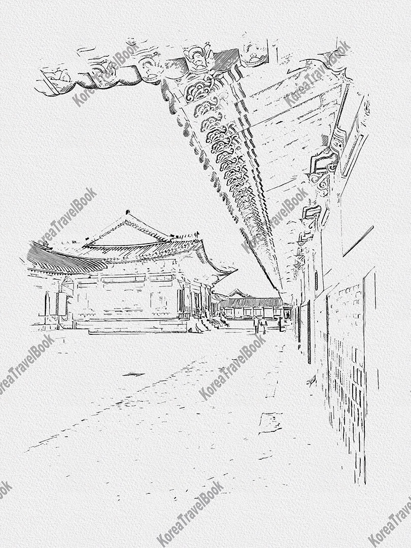 Royalpalace Korea travel sketch digital download,Gyeongbokgung,Seoul,sketch part 5