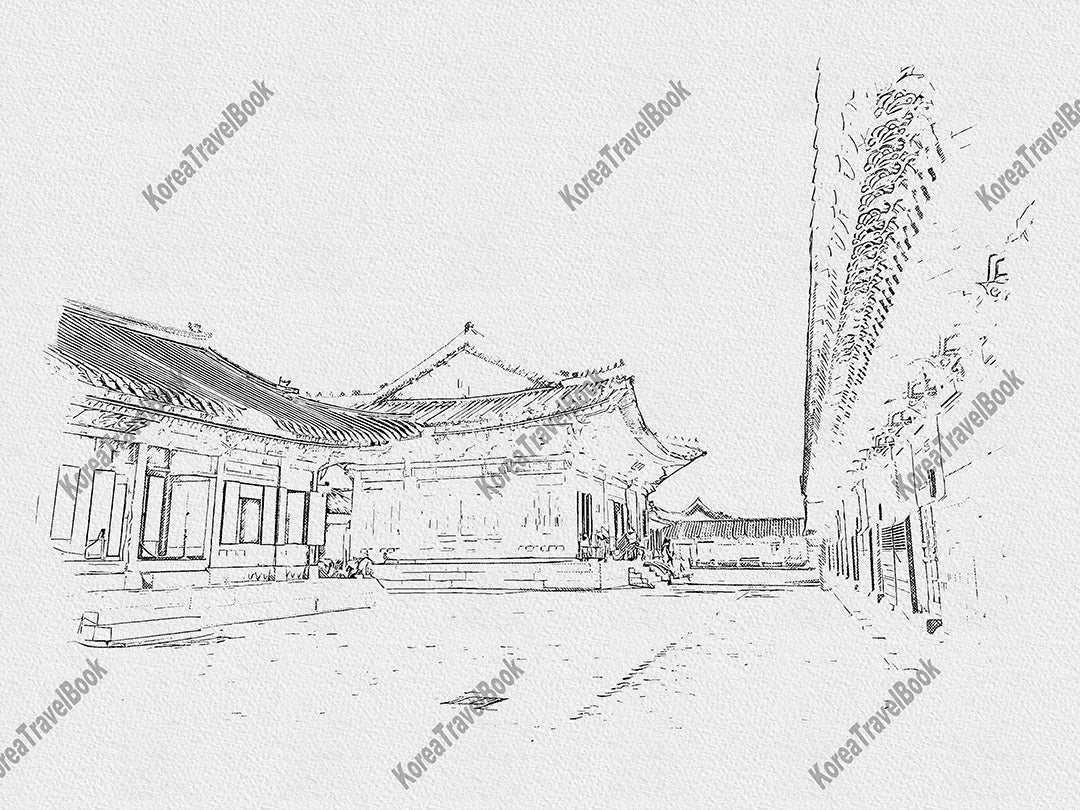 Royalpalace Korea travel sketch digital download,Gyeongbokgung,Seoul,sketch part 3