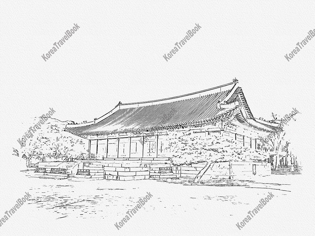 Royalpalace Korea travel sketch digital download,Gyeongbokgung,Seoul,sketch part 4