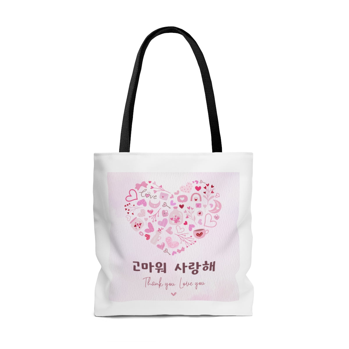 Love you Thank you Kpop Korean Quotes AOP Tote Bag