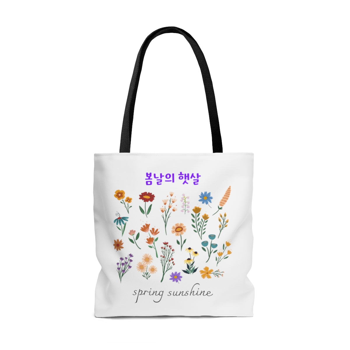 Korean artwrok bag  hangeul Kdrama Kpop flower AOP Tote Bag