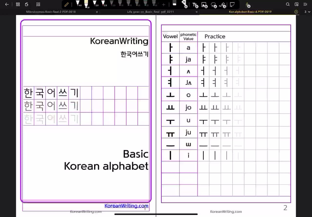 Korean writing Practice book PDF