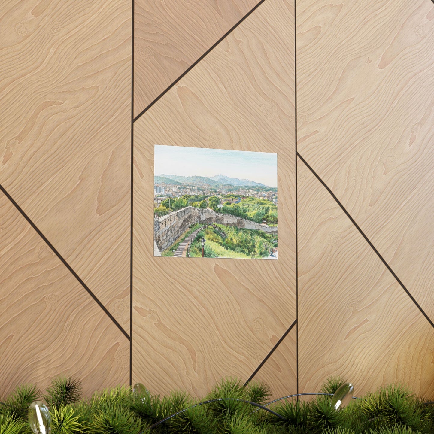 Scenic City Wall Matte Poster — Hand-Drawn Landscape Print