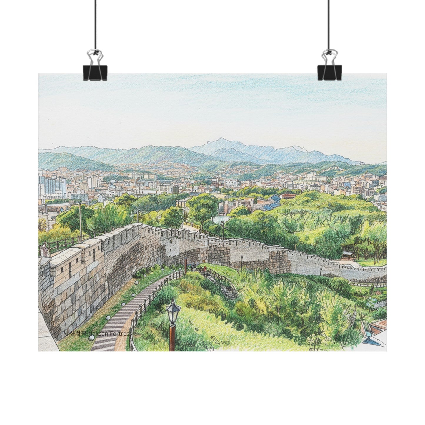 Scenic City Wall Matte Poster — Hand-Drawn Landscape Print