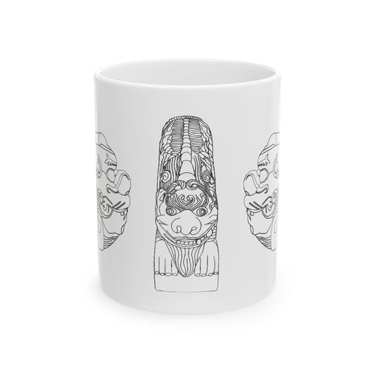 Skull Line Art Ceramic Mug — Minimalist Gothic Coffee Cup (11oz, 15oz)