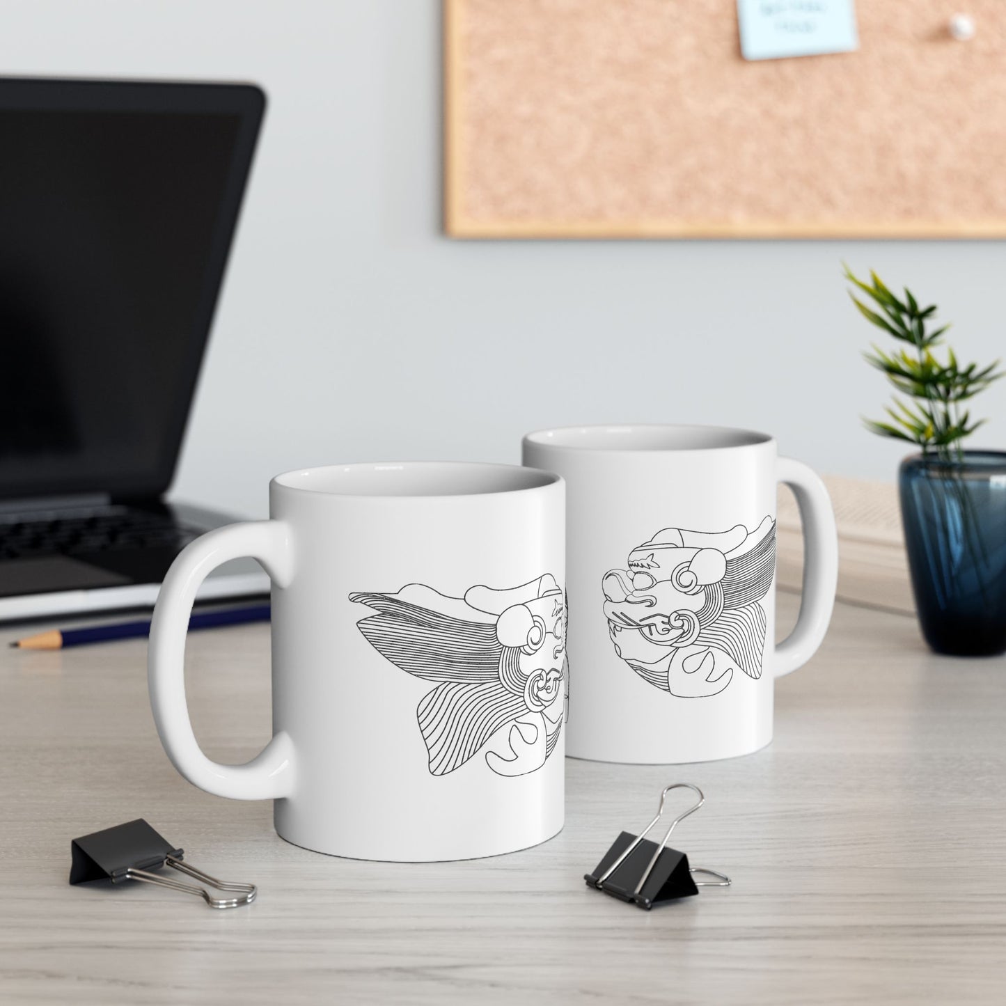 Skull Line Art Ceramic Mug — Minimalist Gothic Coffee Cup (11oz, 15oz)