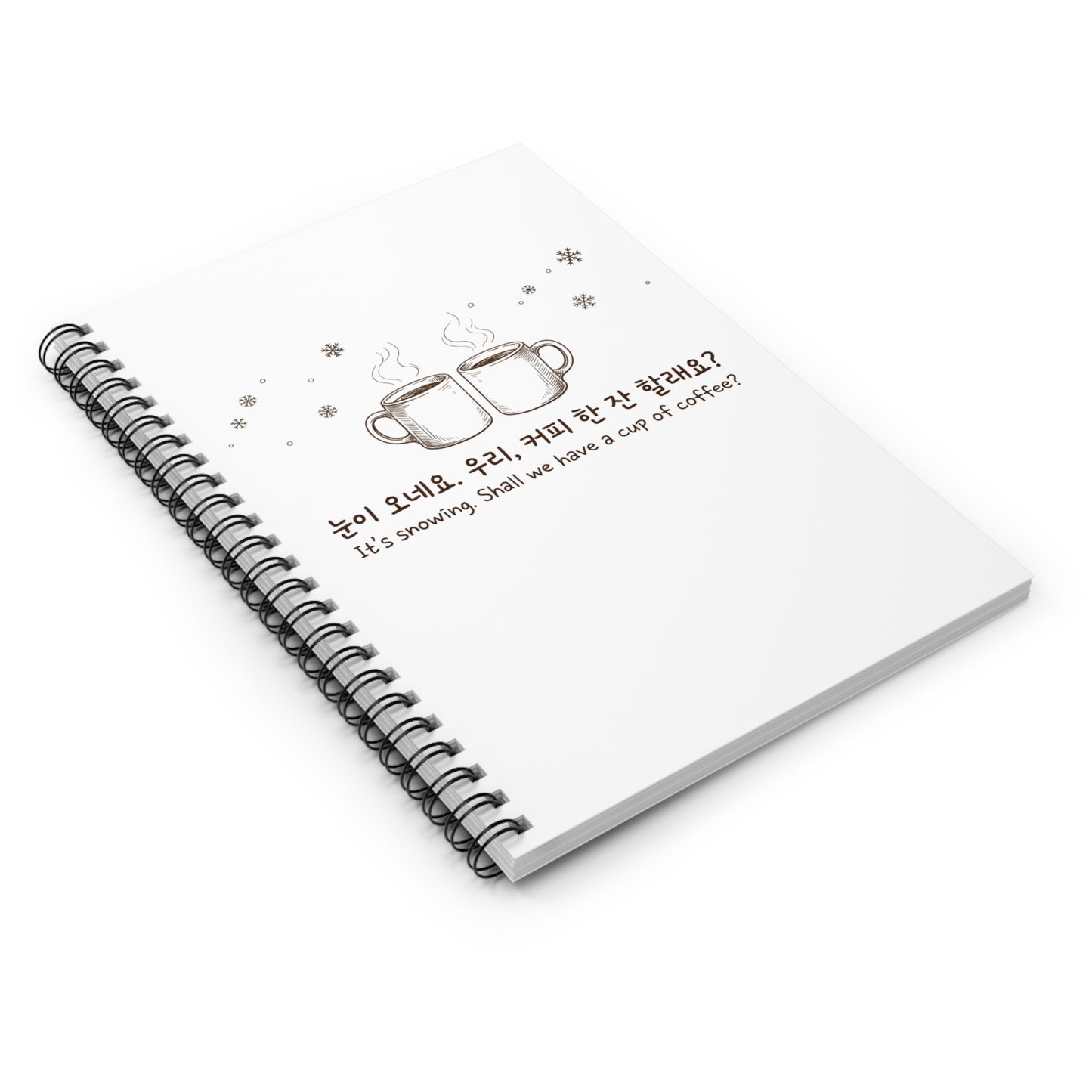 Winter Coffee Spiral Notebook — "It's snowing. Shall we have a cup of coffee?" Ruled Journal