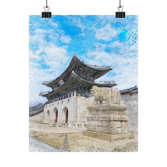 Gyeongbokgung Palace Watercolor Poster — Seoul Korea Matte Vertical Print