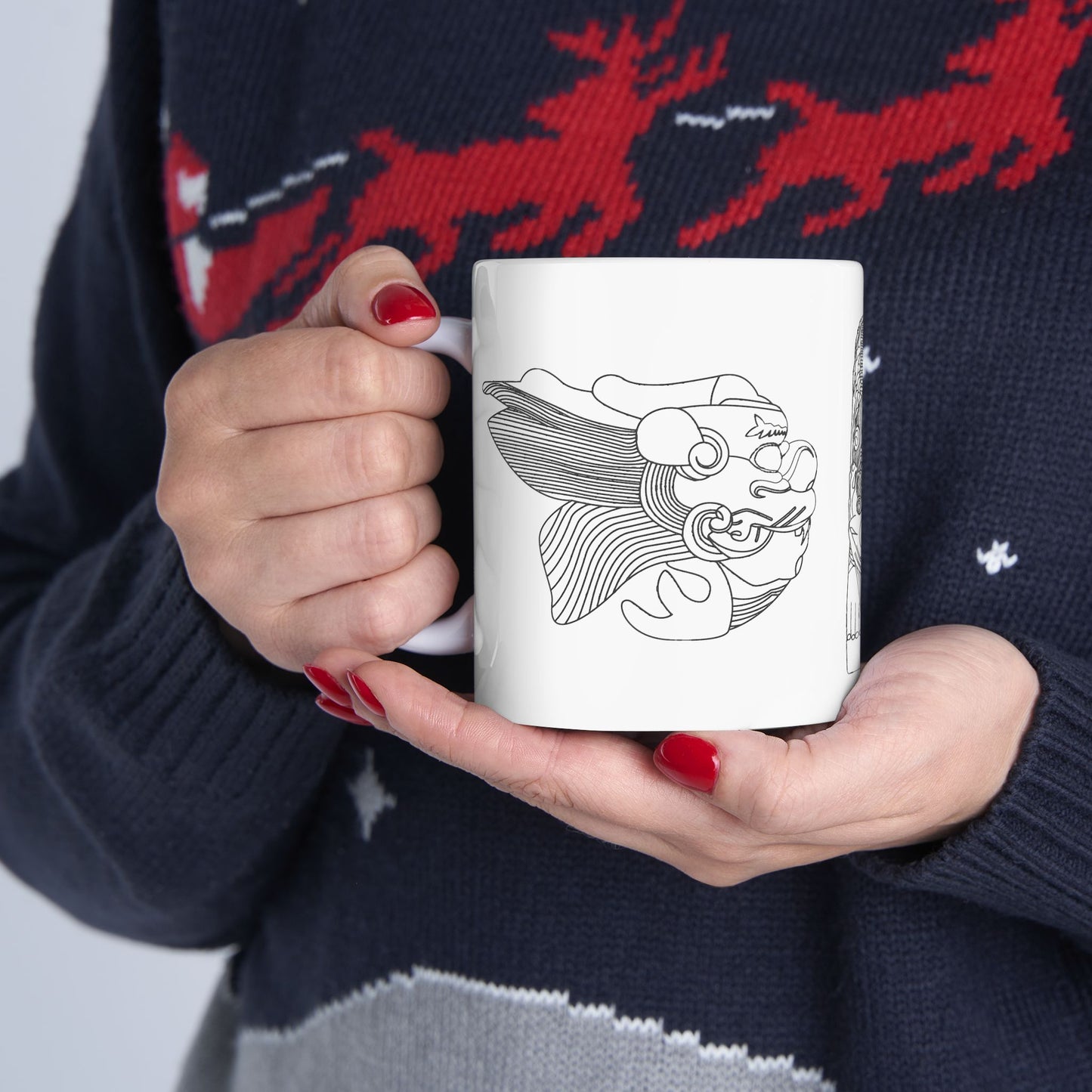 Skull Line Art Ceramic Mug — Minimalist Gothic Coffee Cup (11oz, 15oz)