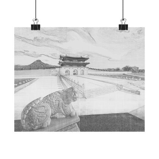 [K-Heritage] Gyeongbokgung Palace Matte Horizontal Poster — Korean Palace Architectural Art Print