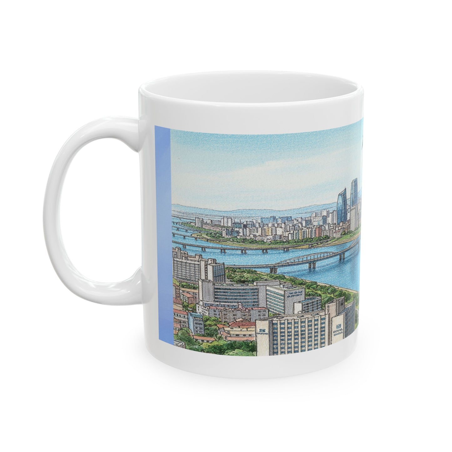 Seoul Cityscape Ceramic Mug — Seoul (서울) Skyline Coffee Cup, 11oz & 15oz