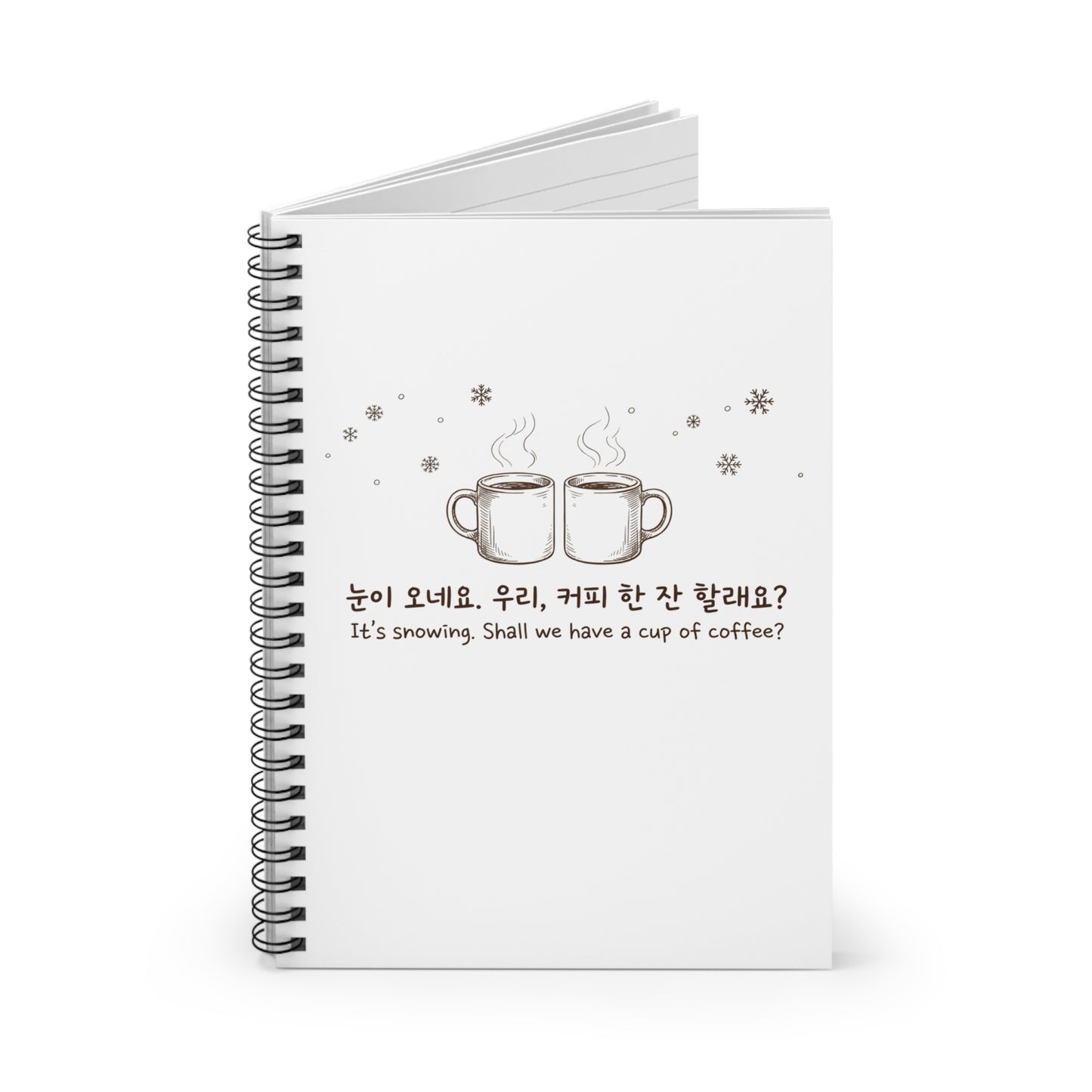 Winter Coffee Spiral Notebook — "It's snowing. Shall we have a cup of coffee?" Ruled Journal