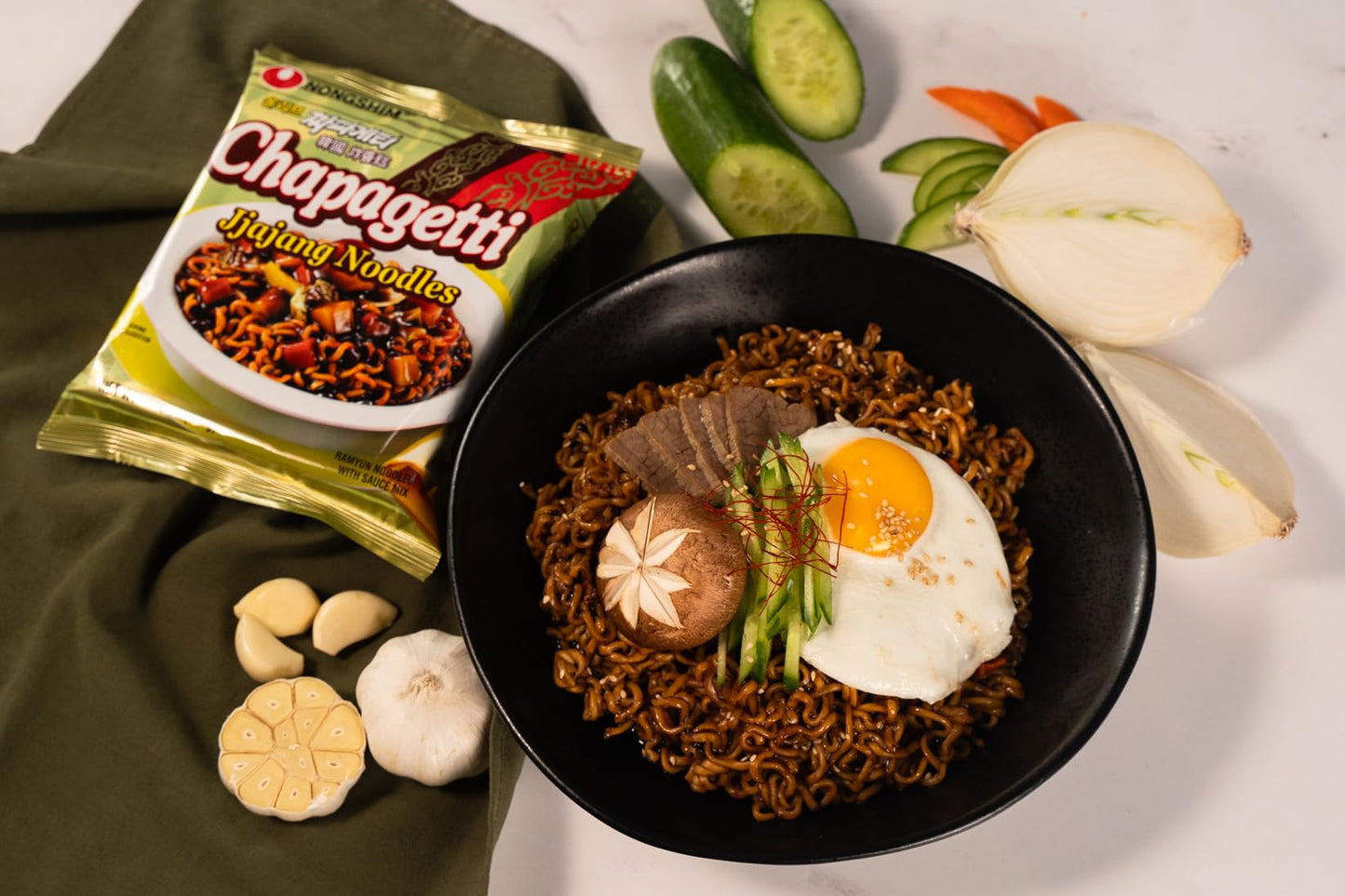 Nongshim Ramen Noodles, Gourmet Instant Ramen, Premium Microwavable Noodle, Chapagetti, 4.5 Ounce (Pack of 4)