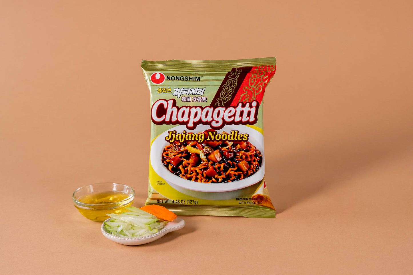 Nongshim Ramen Noodles, Gourmet Instant Ramen, Premium Microwavable Noodle, Chapagetti, 4.5 Ounce (Pack of 4)