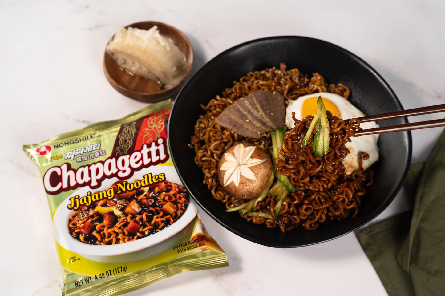 Nongshim Ramen Noodles, Gourmet Instant Ramen, Premium Microwavable Noodle, Chapagetti, 4.5 Ounce (Pack of 4)