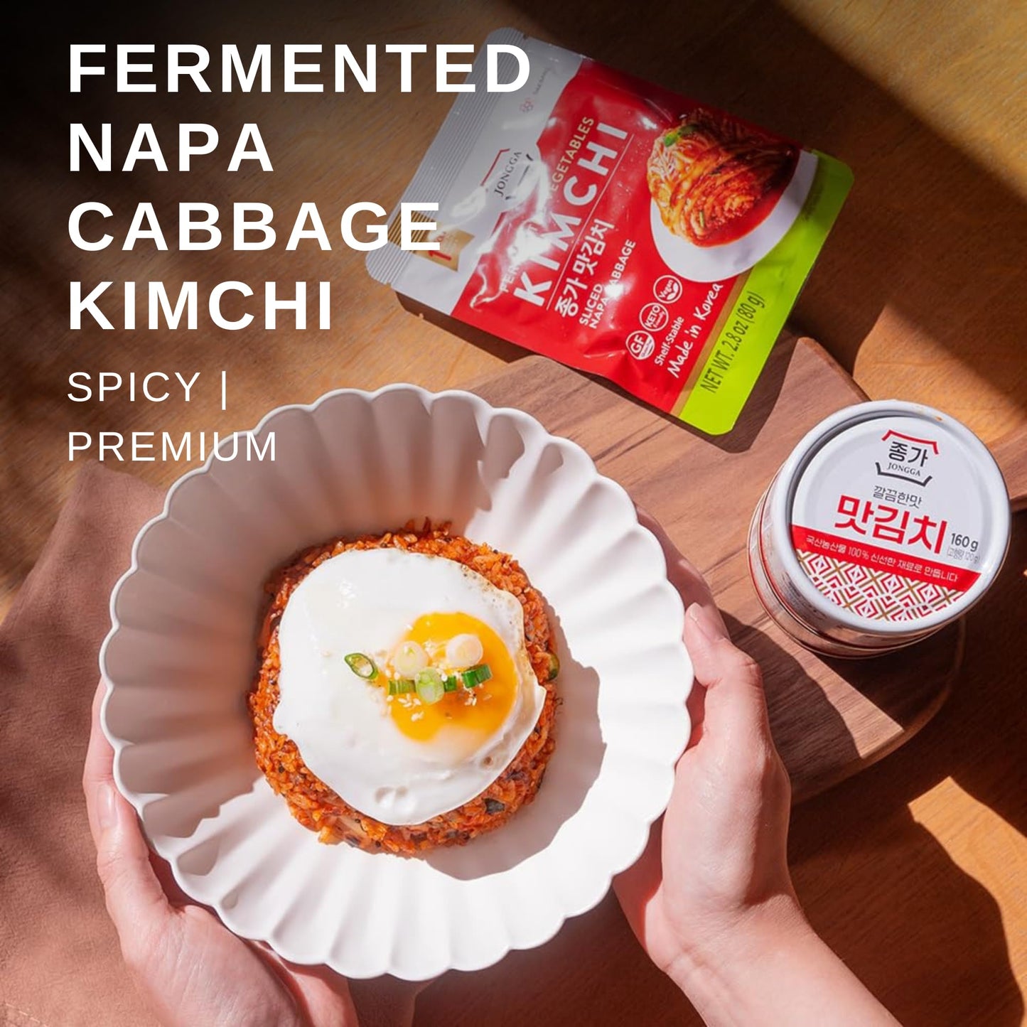 Spicy Premium Fermented Kimchi Napa Cabbage [ FUN SIZE Pouch Pack of 8] - [Original] – (Gluten Free / KETO / Vegan) | 0 Fat/ 0 Sugar/ 0 Cholesterol | Long Shelf Life | Perfect for Ramen & Stir-Fries - JONGGA