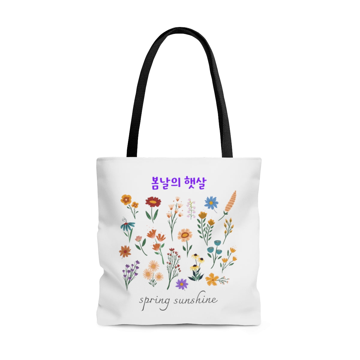 Korean artwrok bag  hangeul Kdrama Kpop flower AOP Tote Bag
