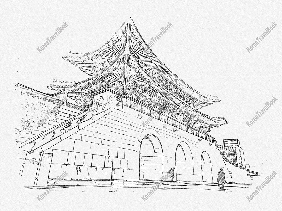 Royalpalace Korea travel sketch digital download,Gyeongbokgung,Seoul,sketch part 5