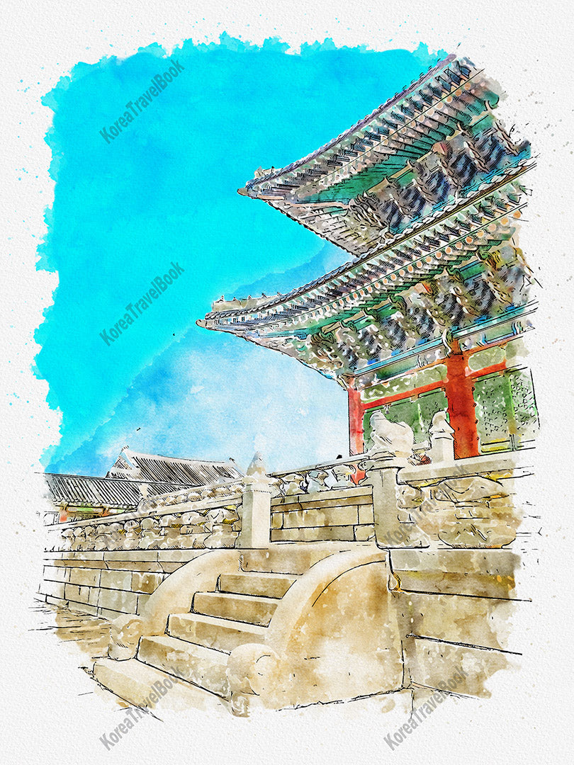 Royalpalace Korea travel sketch digital download,Gyeongbokgung,Seoul,color sketch part 5