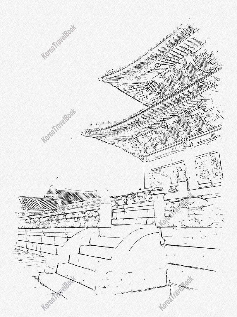 Royalpalace Korea travel sketch digital download,Gyeongbokgung,Seoul,sketch part 5