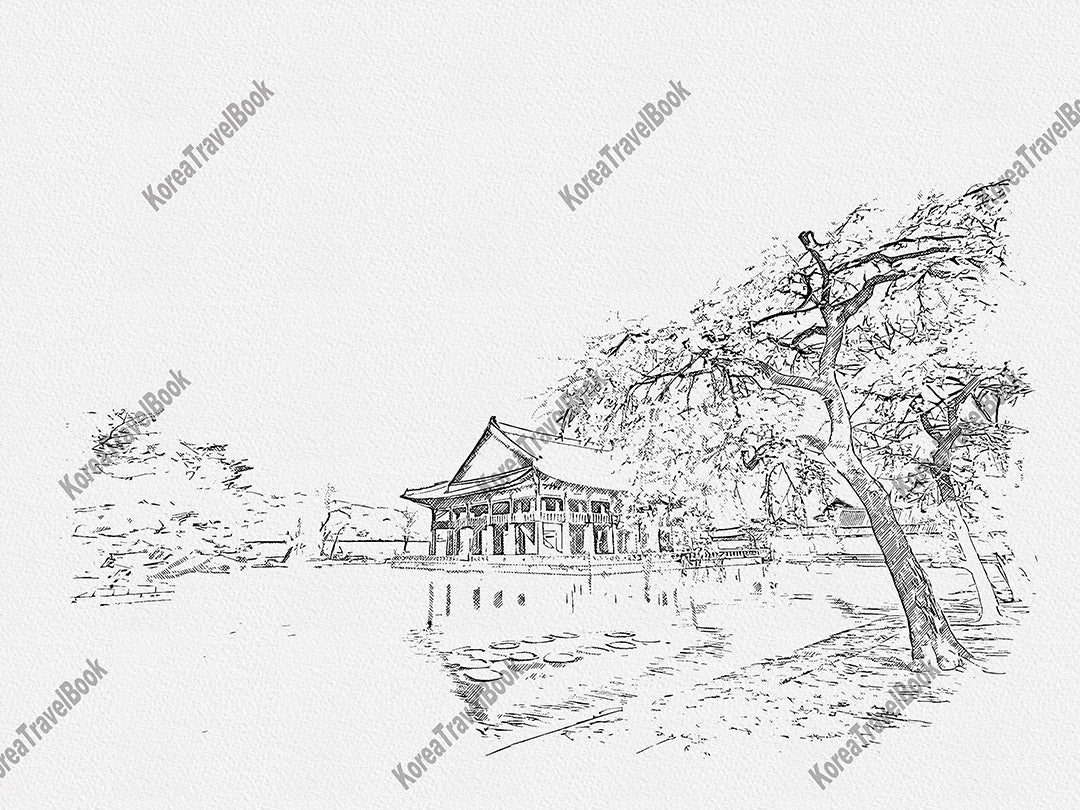 Royalpalace Korea travel sketch digital download,Gyeongbokgung,Seoul,sketch part 3