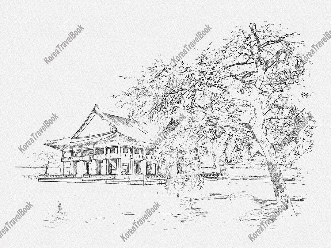 Royalpalace Korea travel sketch digital download,Gyeongbokgung,Seoul,sketch part 1