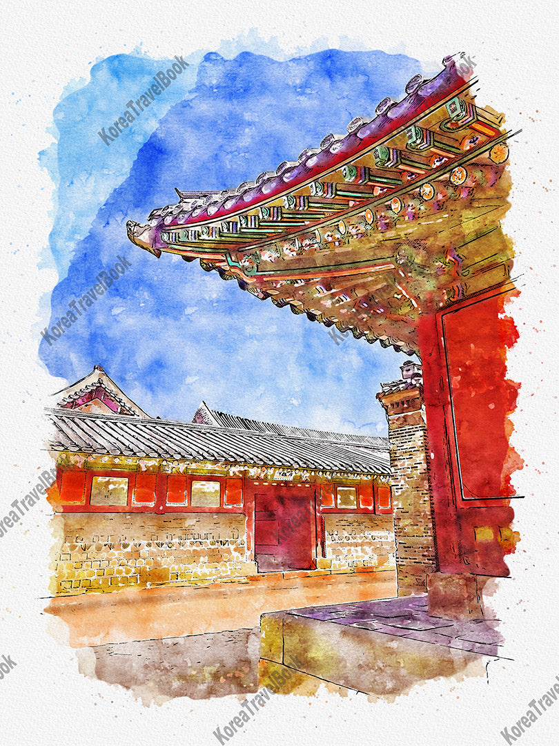 Royalpalace Korea travel sketch digital download,Gyeongbokgung,Seoul,color sketch part 2