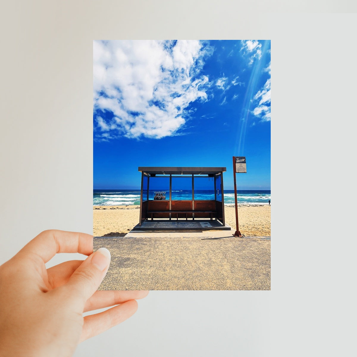 BTS spring day location place bus stop on the beach Classic Postcard