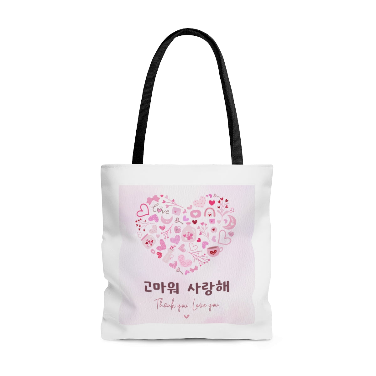 Love you Thank you Kpop Korean Quotes AOP Tote Bag